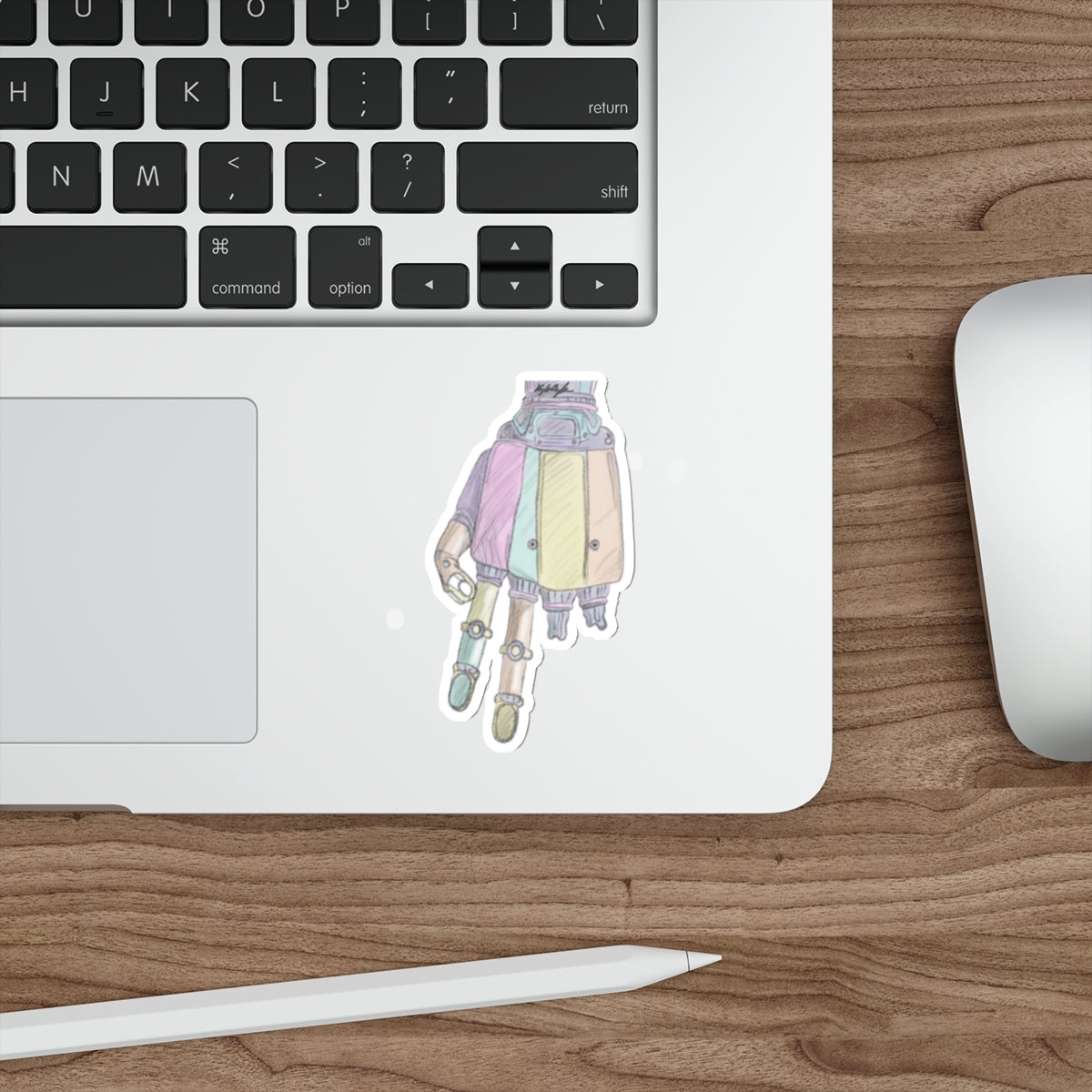 Colorful Robot Hand Sticker • Pastel Tech Decal • Cute Cyberpunk Workspace Sticker