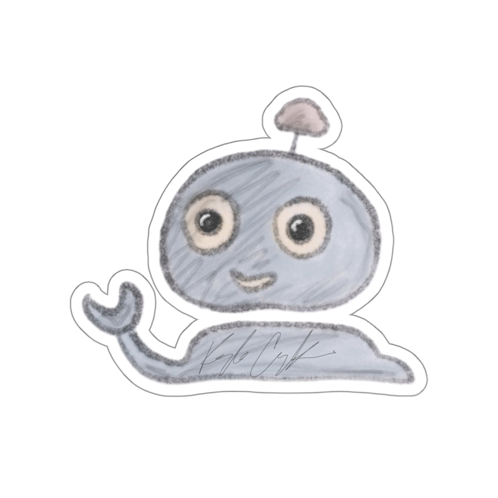 Cute Waving Robot Sticker • Hand‑Drawn Robot Vinyl Decal • Laptop & Water Bottle Sticker