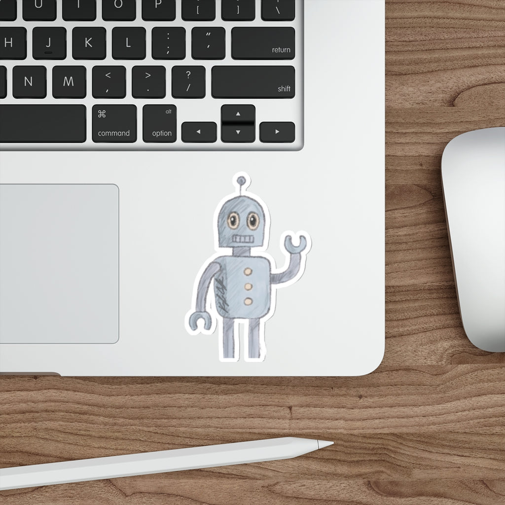 Friendly Robot Sticker • Cartoon Robot Vinyl Decal for Laptops, Tablets & Notebooks