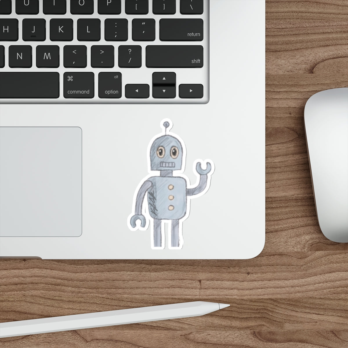 Friendly Robot Sticker • Cartoon Robot Vinyl Decal for Laptops, Tablets & Notebooks