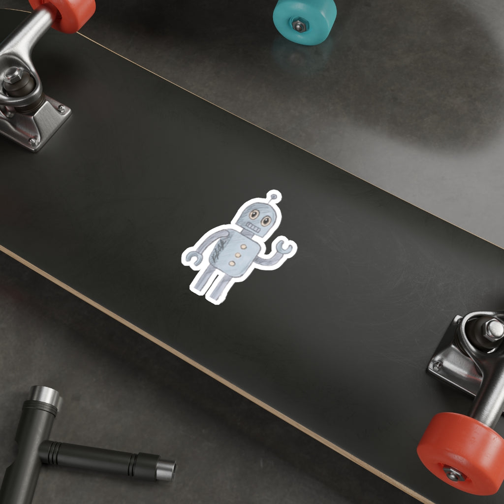 Friendly Robot Sticker • Cartoon Robot Vinyl Decal for Laptops, Tablets & Notebooks