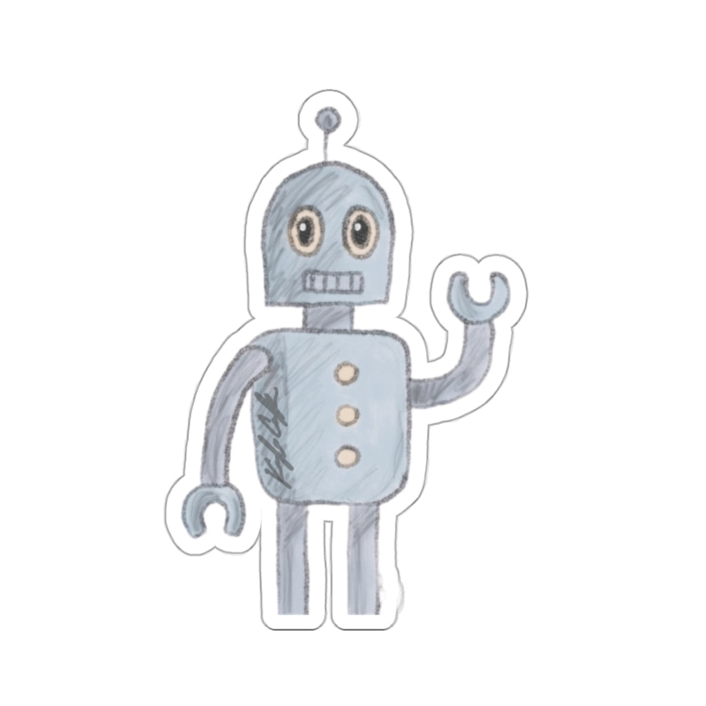 Friendly Robot Sticker • Cartoon Robot Vinyl Decal for Laptops, Tablets & Notebooks