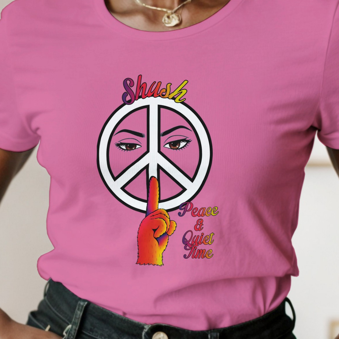 Shush, It's Peace & Quiet Time | Classic Womens Crewneck T-shirt | Gildan 64000L