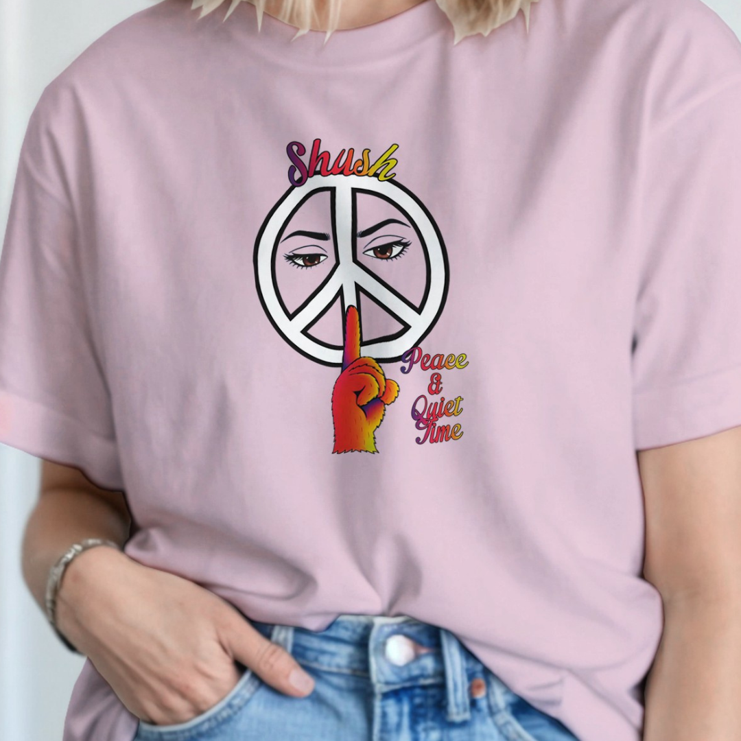 Shush, It's Peace & Quiet Time Crewneck T-shirt | Gildan® 5000