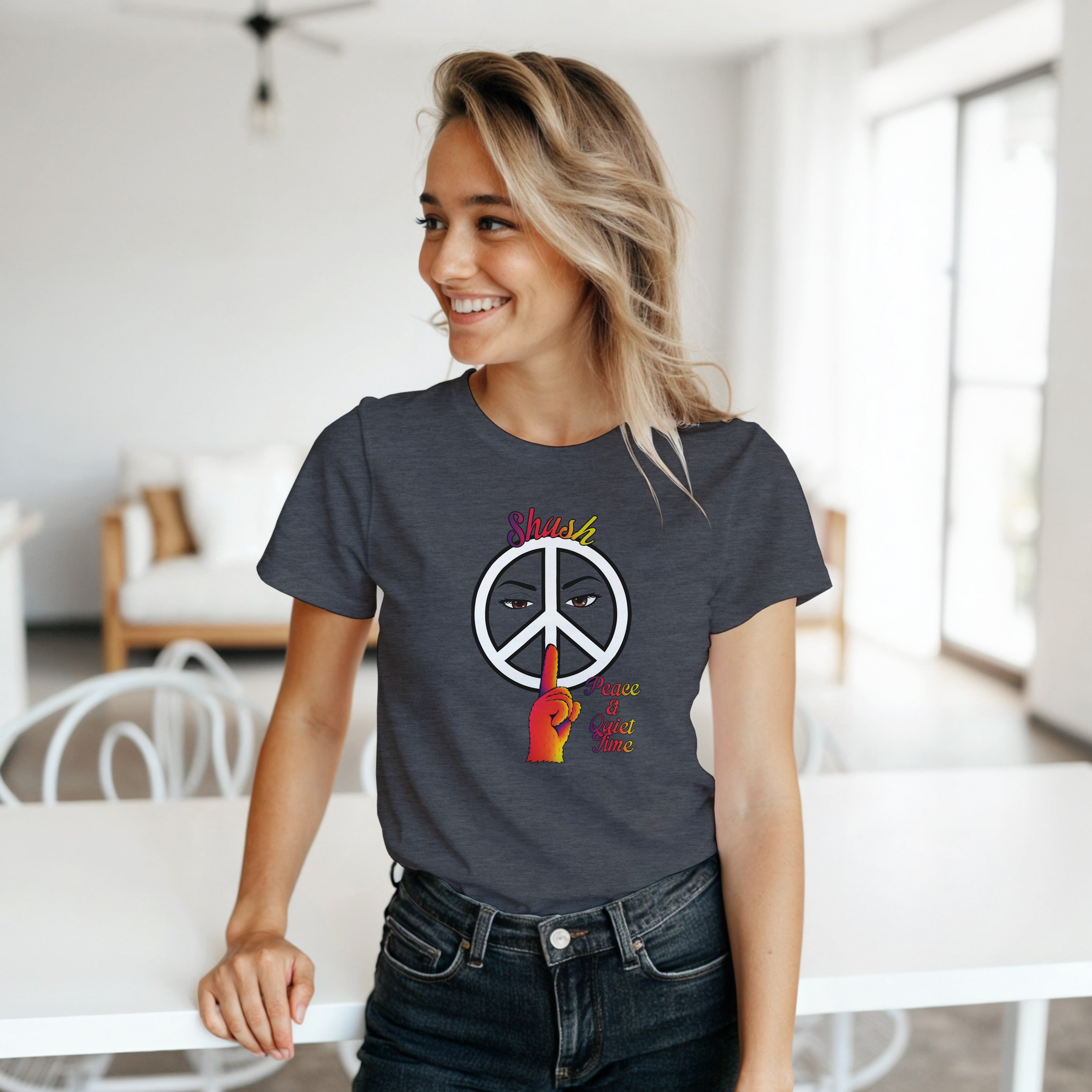 Shush, It's Peace & Quiet Time | Classic Womens Crewneck T-shirt | Gildan 64000L
