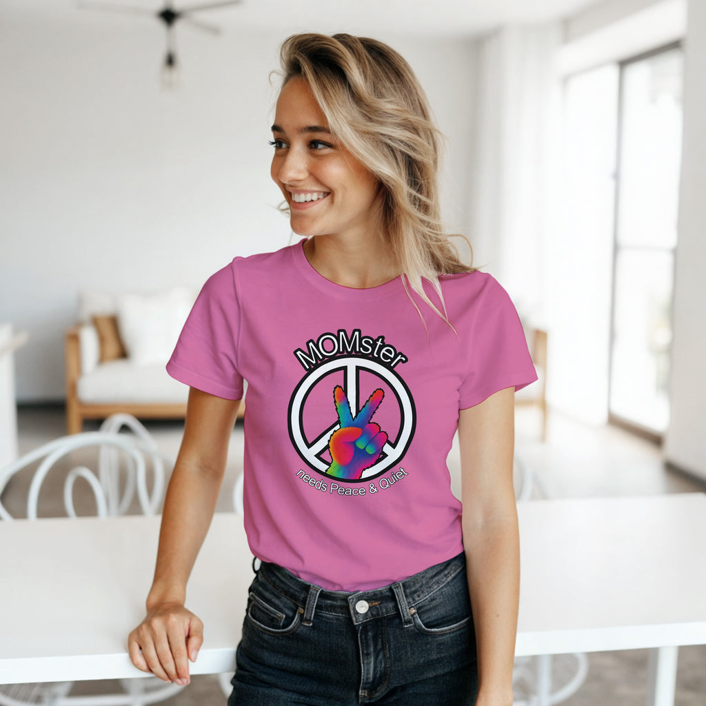 MOMster Needs Peace & Quiet | Women's Crewneck Gildan T-Shirt
