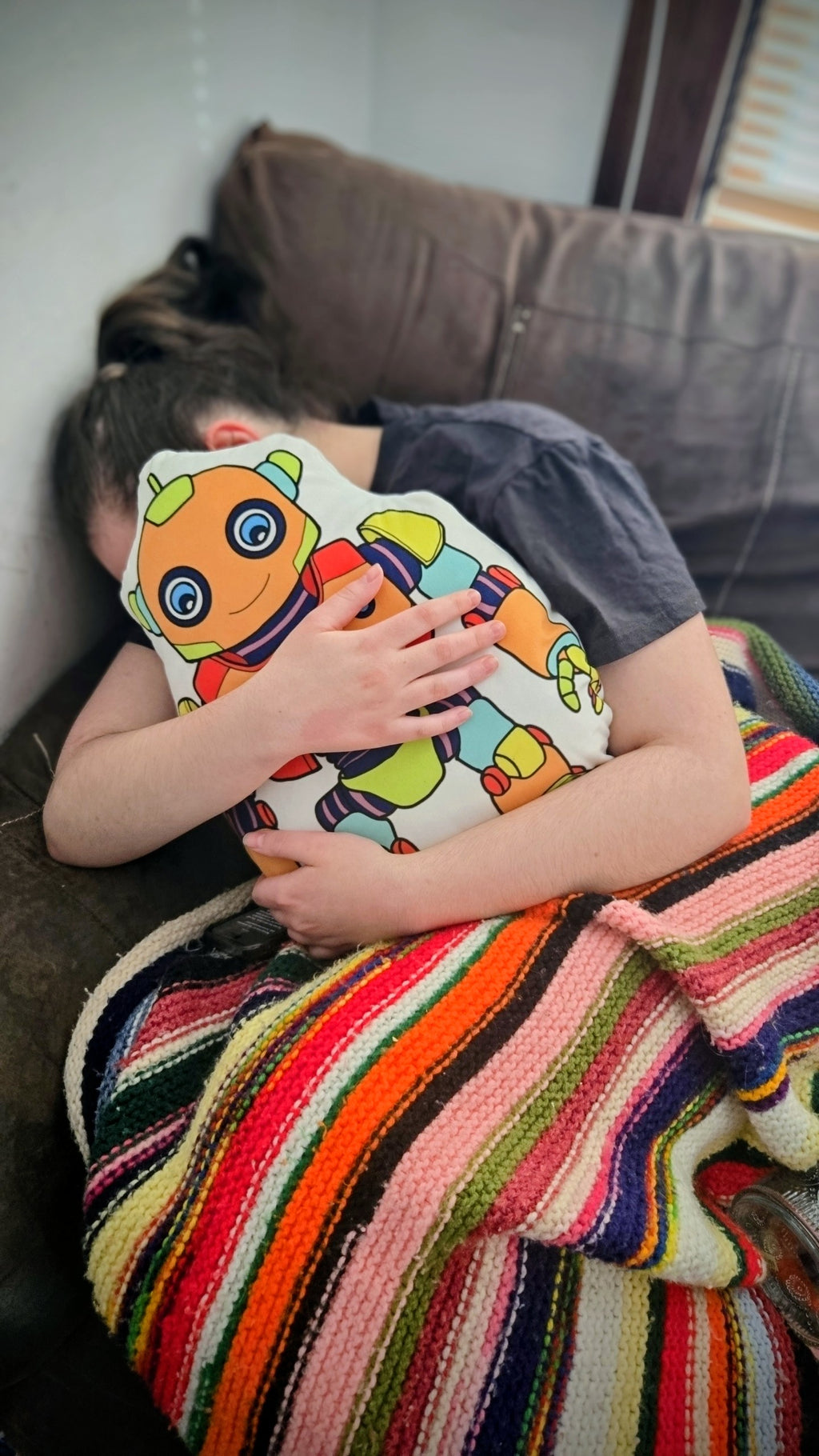 Cozy SnuggleBot Robot Pillow • Soft Character Cushion for Kids & Adults • Cute Tech‑Themed Room Decor • 10x10, 16x16, 22x22